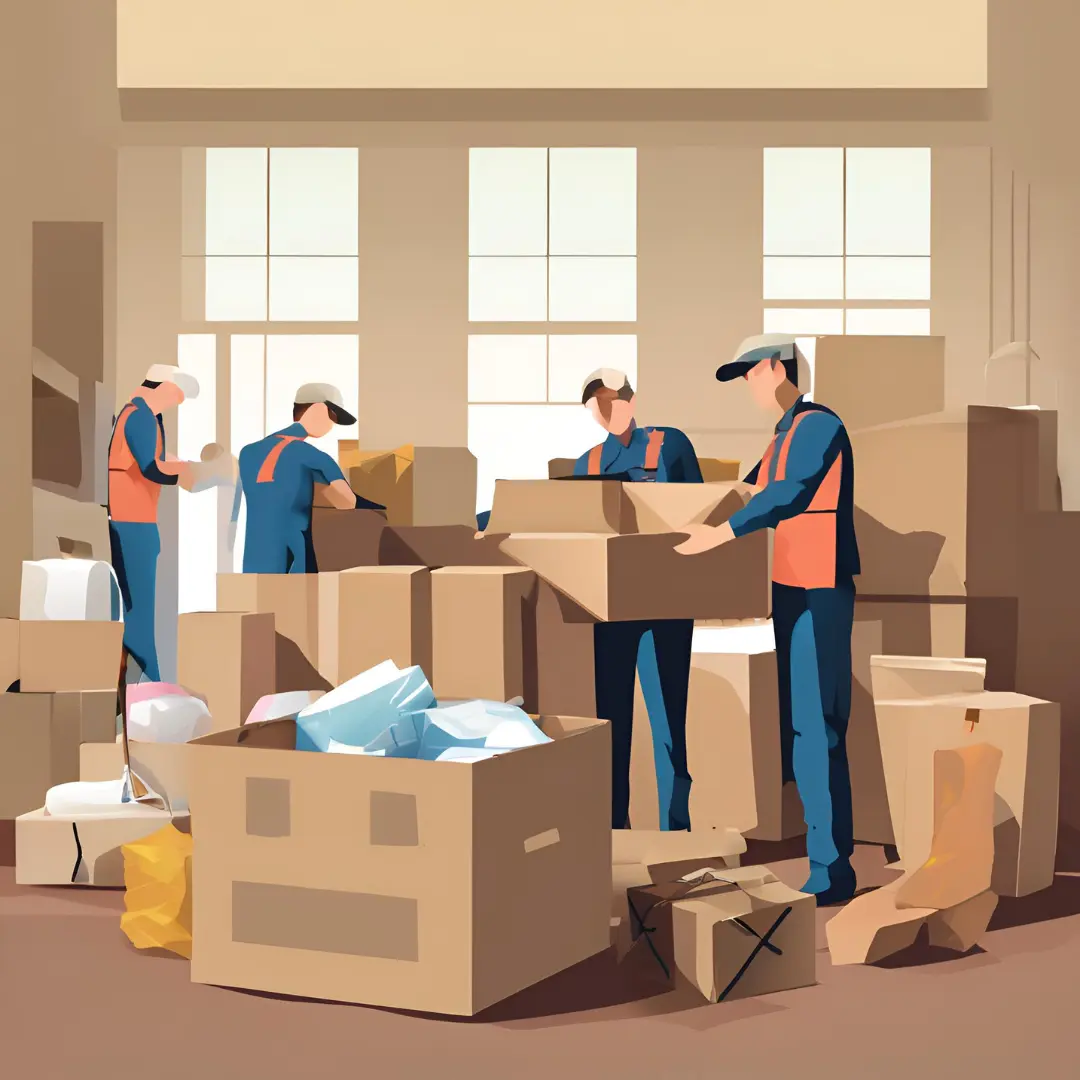 professionals packing boxes